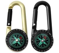 2PCS Carabiner Compass Keychains,Pocket Compass Orientation Hiking Navigation Orienteering Tools with Clip for Outdoor Camping Sport Backpacking Survival Gear Zinc Alloy