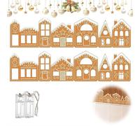 2Pcs Cardboard Gingerbread House Set,39" Foldable Cardboard Christmas Houses with LED Light, Xmas Village Home Decorations Gift for Cabinets Festival Holiday Party