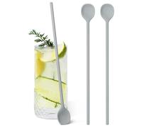 2Pcs Carrotez 9.9" Silicone coffee stirrer, Long Coffee Spoon, Reusable Iced Tea Spoon, Multipurpose Beverage Stirring Stick - Grey