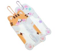 2pcs Cartoon Animal PVC Card Sleeve with Chain for Id Cards | Visible Decorative Holder, Lightweight Protective Design, Office Name Cards, Security Staff Use