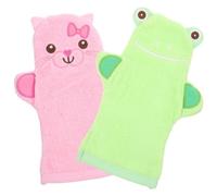 2Pcs Cartoon Bath Mitts Exfoliating Shower Gloves for Boy Girl Soft Skin Scrubbing Mitts for Gentle Cleansing Cat Frog