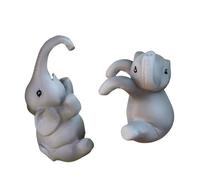2Pcs Cartoon Elephant Planter Huggers Flower Pots Hanging Figurines For Garden Balconies And Patios Resins Ornaments Miniature Garden Sculptures