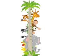 2pcs Cartoon Height Growth Chart, Coconut Tree Jungle Animal Kids Height Wall Chart for Nursery Kids Bedroom Living Room Wallpaper.