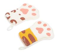 2pcs Cartoon Paw Baby Bath Scrubber Cotton Wash Gloves