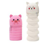 2Pcs Cartoon Pencil Case Telescoping Pen Pouches for Kids Zippered Silicone Pencil Case Desktop Pen Holder, B