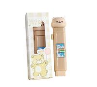 2pcs - Cartoon Style Push-Pull Eraser with Replaceable Core without Leaving Any Marks, Modified Eraser-Peach Heart Little Brown Bear