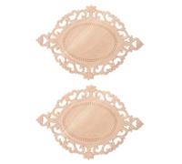2pcs Carved Wood Appliques, Unpainted Cabinet Panel Decor 28x20cm | Natural Grain, Intricate Openwork Design, Khaki Finish, Easy to Cut, Glue or Nail, Nordic Light Luxury Style
