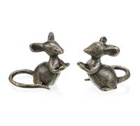 2PCS Cast Iron Cute Mouse Figurines Sculptures Small Cast Iron Mouse Decors | Cute Rat Figurines Black Mice Statues, Decorative Animal Figurines Indoor Outdoor for Garden Home Office Desktop Ornaments