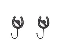 2pcs Cast Iron Horseshoe Wall Hook, Vintage Single Coat Rack Black | Wrought Iron Construction, Antique Finish and Rustic Texture, for Foyer or Pantry Wall Storage