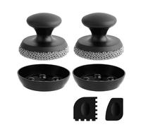 2PCS Cast Iron Scrubber Cleaner, Chainmail Scrubber for Cast Iron Pan Skillet, Dish Scouring Pad, 316 Stainless Steel Brush/Scraper for Metal Skillet Scrubbing, Wok, Dutch Oven Cleaning Kit - Thin