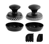 2PCS Cast Iron Scrubber Cleaner, Chainmail Scrubber for Cast Iron Pan Skillet, Dish Scouring Pad, 316 Stainless Steel Brush/Scraper for Metal Skillet Scrubbing, Wok, Dutch Oven Cleaning - Thick+Thin