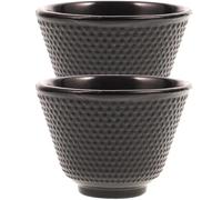 2pcs Cast Iron Tea Cups, Retro Japanese Teacup, Chinese Gongfu Tea Cup, Handmade Traditional Teaware, Black, Ideal for Home Use and Tea Lovers