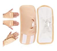 2pcs Castor Oil Packs Organic Cotton for Hands, Reusable Hand Castor Oil Wrap Adjustable Castor Oil Pads Prevent Leakage (Khaki)