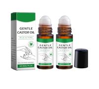 2Pcs Castorglo Organic Golden Castor Oil Roll-On for Body Hair Skin Lip Eyebrow Pure Organics Cold Pressed Essential Oil, Organic Castor Oil Roller for Body