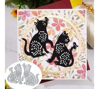 2pcs Cat Animal Flower Metal Die Cuts,Flower Butterfly Cat Cutting Dies Cut Stencils DIY Scrapbooking Decorative Embossing Paper Scrapbooking Card Making