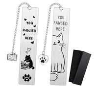 2Pcs Cat Bookmarks for Women Men, Metal Bookmark Kitten Bookmarks Cute Funny Bookmark Gifts for Book Lovers and Cat Lovers with Gift Box