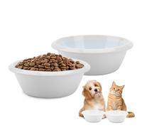 2PCS Cat Bowls Pet Feeding Dish 6.3 Inch, Wide Pet Bowl Pet Feeding Bowl for Indoor Cats, Replacement Food and Water Bowl, Wide Shallow Feeder Bowls for Kitten, Puppy, Rabbit (Set of 2, White)