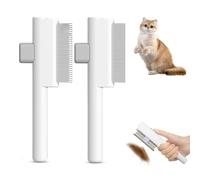 2Pcs Cat Brush, Dog Brush, Nit Comb, Dog Brushes for Grooming, Flea Comb for Cats, Self Cleaning Pet Slicker Brushes, Pet Brushs for Indoor Cats Brushs for Long or Short Haired Cats Dogs, White