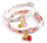 2Pcs Cat Collar with Bell Cat Collars Quick Release Adjustable Safety Pink Kitten Collars Cotton Breakaway Kitten Collar with Bell for Kittens Small Cats Daily Wear and Outdoor Activities