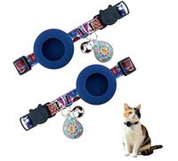2Pcs Cat Collar with Holder for AirTag, Breakaway Cat Collar with Bell, Adjustable Lightweight Pet Collar, Pet Tracking Accessories for Indoor Outdoor Cats and Dog (Blue_B)