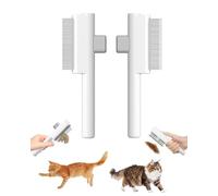 2Pcs Cat Comb Dog Combs Set,Self-Cleaning Flea Comb, Cat Grooming Brush with Release Button and Stainless Steel Metal Round Teeth for Removing Matted & Loose Fur,for Cats and Dogs