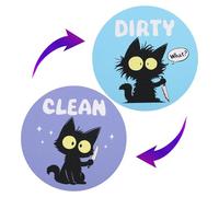 2pcs Cat Dishwasher Magnet Clean Dirty Flip Sign, Funny Pet Double-Sided Reversible Clean Dirty Flip Indicator Magnet for Dishwasher Refrigerator Laundry Room Washing Machine