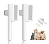 2PCS Cat & Dog Flea Comb - Self-Cleaning Metal Pet Grooming Brush FleaComb For Cats FleaComb Mennyback Cat Brush For Short Haired & Cats Grooming Comb For Removing Fleas, Tangles & Loose Fur(White)