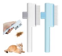 2Pcs Cat & Dog Self-Cleaning Combs, Flea Comb for Cats and Dogs, Pet Grooming Brush with Release Button for Removing Matted, Loose Fur(Fine Toothed Comb and Staggered-tooth)