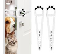 2pcs Cat Door Latch Holder, Cute Cat Paw Shaped Cat Door Bracket Latch, Adjustable Door Strap for Pets Alternative Door Locks for Letting Cats In, Keeping Dogs Out (White)