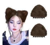 2Pcs Cat Ears Claw Clip Hair Donut Chignon Bun Space Hair Extensions Accessory for Women Girls Bun Hairpiece(Light Brown)