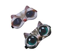 2Pcs Cat Eye Masks Pure Cotton Sleeping Blindfold Breathable Eyeshade Dark Grey Blusher Cat Designs for Relief and Deep Sleep Comfortable Eye Accessories