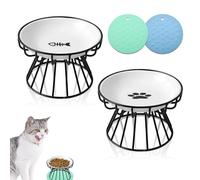 2Pcs Cat Feeding Bow with Raised Stand Metal Holder Base Elevated Pets Bowl Anti Vomiting and Prevent Neck Pain for Cats Puppy Dogs