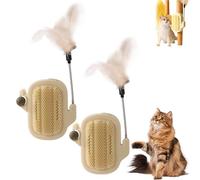 2PCS Cat Groomer - Cactus Grooming Comb Toys, Cat Corner Scratcher, Wall Brush Mounted Scratch Pad, Easy Cleaning Feature, for Indoor Interactive Toys for Cats (Beige)