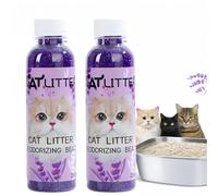 2PCS Cat Litter Box Deodorant & Freshener Powder,250ML Plant-Based Cat Litter Deodorizer,Pet Odour Eliminator for Cat Urine Odour Control,Tray Cleaner Scent,Pet Stain and Odour Remover(Lavender)
