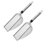 2Pcs Cat Litter Scoop 3.8mm Fine Mesh 11x4" Large Stainless Steel Litter Scoop Easy Wash Non-Stick Scooper with Hanging Hole for Cat Owner Chicken Poop Scooper Pet Supplies