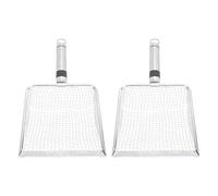2PCS Cat Litter Scoop, Stainless Steel Mesh Litter Shovel Sturdy Cleaner Corner Shovel with Ergonomic Handle Easy to Clean Reptile Terrarium Sand Waste for Cat Pet Waste