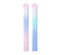 2Pcs Cat Paw Ruler Transparent Straight Ruler Measuring 0-15cm for Scrapbooking Drafting Drawing