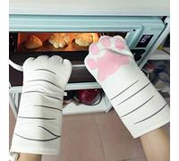 2PCS Cat Paws Oven gloves,Cat Paws Oven Long Mitts Microwave Heat Resistant Non-slip Gloves Cotton Baking Insulation Gloves for Grilling & Baking Gloves BBQ Oven Gloves Kitchen Tools Gift Set BBQ