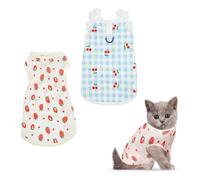 2PCS Cat Post Surgery Suit to Stop Licking Vest for Abdominal Wound Skin Diseases Protection Soft Breathable ECollar Alternative Kitten Body Onesie Spay Surgical Recovery for Female Male Dogs Pet (M)