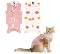 2pcs Cat Recovery Suit, Breathable Cat Surgery Recovery Suit, Anti Licking Clothes, Cat Onesie for Cats After Surgery, Cat Spay Recovery Suit Bdominal Wound Protector for Small Male Female Pets