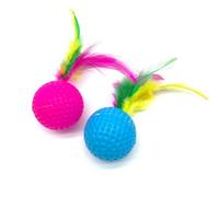 2pcs Cat Self-Happy Toy Badminton Rustle Amusing Colorful Cat Ball Sound Catch Feather Pet Supplies Pet Toys Convenient and practical