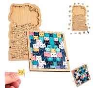 2PCS Cat Shaped Puzzle,Colored Cat Shaped Wooden Jigsaw Puzzle,Framed by Adorable Cats Outline Puzzles,Challenging Irregular Jigsaw,Creative Animal Cats Wooden Puzzles for CatLovers