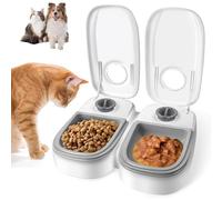 2PCS Cat & Small Dog Automatic Feeder with 48H Timer, 700ML Automatic Pet Feeder, Food Timer Dispenser for Dry & Wet Food