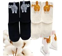 2pcs Cat Socks With Balls,Cute Cotton Funny So/cks with 3d Plush Balls,Fluffy Cat Socks,Warm and Comfortable Breathable to Wear,Cute Interesting and Elastic Design,Suitable for Multiple Sizes to Wear