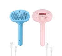 2Pcs Cat Steam Brush, 3 in 1 Rechargeable Spray Comb for Dog Hair Removal, Steamy Pet Grooming Brushes with Release Button and Tank for Long Short Hair Cats Dogs Rabbits