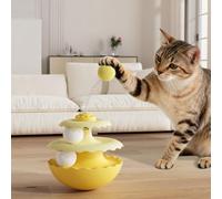 2PCS Cat Tumbler Track Toy, Interactive Self-Play Turntable Puzzle | Durable PP Cat Tumbler Track Toy, stable self-play interactive fun for indoor kittens Yellow