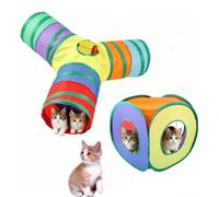 2Pcs Cat Tunnels, Collapsible Pop Up Cat Play Cube Tent with Bell Rabbit Bunny Tunnel and Hides for Indoor and Outdoor Use Suitable for Guinea Pigs Hamster Kitten
