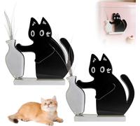 2Pcs Cat Whisker Holder 2026 New Acrylic Pet Memorial Decor Refrigerator Ornament Cat Whisker Keepsake Vase Refrigerator Magnet Cute Desk Wall Decor (2pcs)