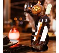 2PCS Cat Wine Holder Rack Shaped Stand Metal Decorative Bottle Sculpture