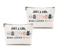 2pcs Cats Makeup Bags for Women, Cute Cat Themed Gifts Cosmetic Bag Travel Zipper Pouch for Sister Bestie, Christmas Birthday Gifts for Women Girls Cat Mom, Multicolor 1335, 9.6 x 7.4 inches